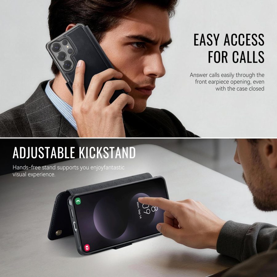 CASEME For Samsung Galaxy S23 Ultra Case RFID Blocking Wallet Vegan Leather Flip Cover with Magnetic Support