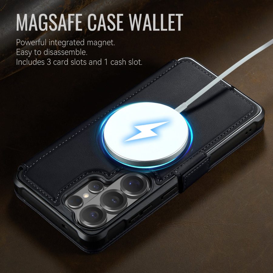 CASEME For Samsung Galaxy S25 Ultra Case RFID Blocking Wallet Vegan Leather Flip Cover with Magnetic Support