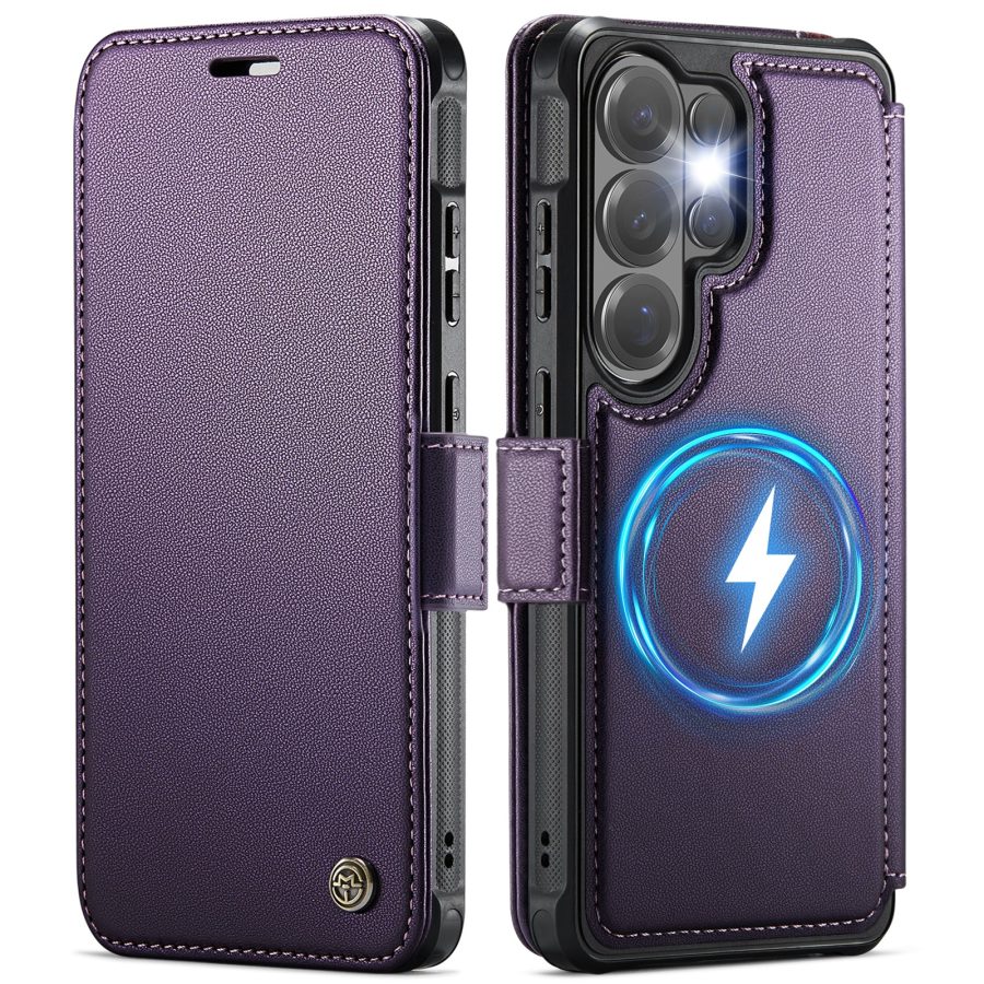 CASEME For Samsung Galaxy S25 Ultra Case RFID Blocking Wallet Vegan Leather Flip Cover with Magnetic Support
