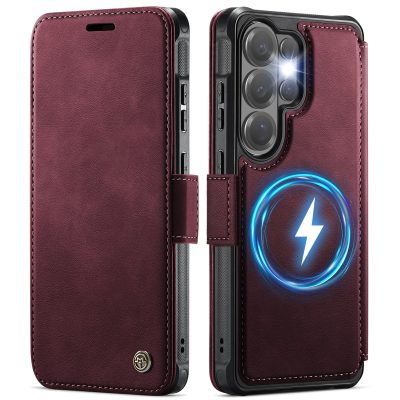 CASEME For Samsung Galaxy S25 Ultra Case RFID Blocking Wallet Vegan Leather Flip Cover with Magnetic Support