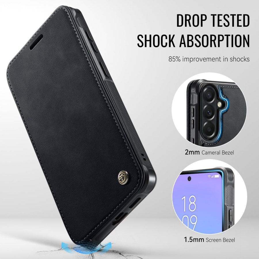 CASEME For Samsung Galaxy A56 Case RFID Blocking Wallet Vegan Leather Flip Cover with Magnetic Support