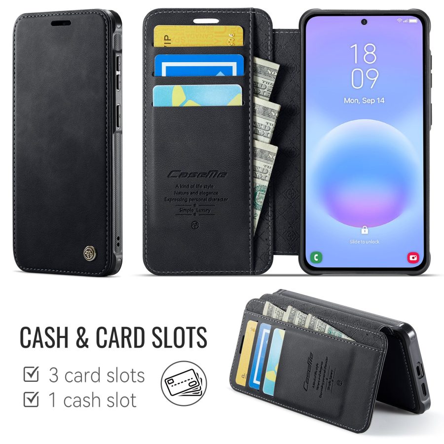 CASEME For Samsung Galaxy A57 Case RFID Blocking Wallet Vegan Leather Flip Cover with Magnetic Support