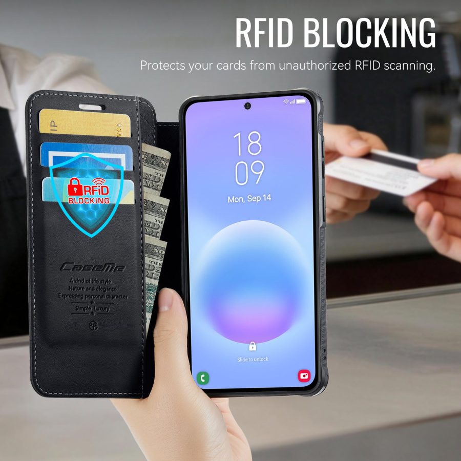 CASEME For Samsung Galaxy A57 Case RFID Blocking Wallet Vegan Leather Flip Cover with Magnetic Support