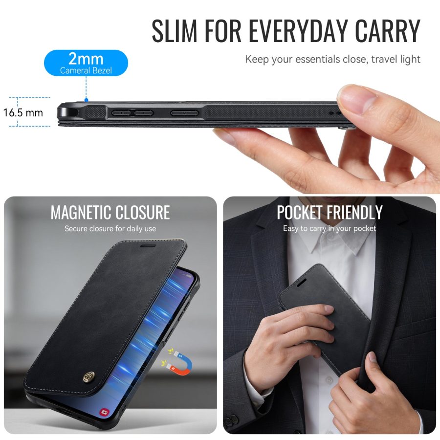 CASEME For Samsung Galaxy A57 Case RFID Blocking Wallet Vegan Leather Flip Cover with Magnetic Support