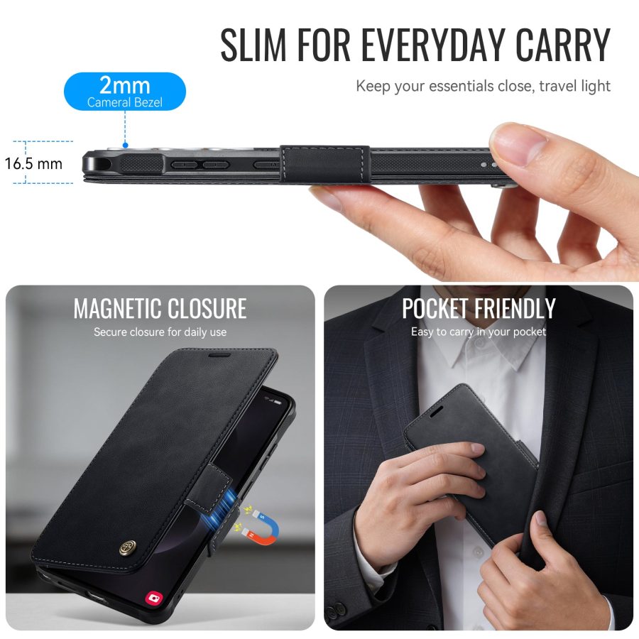CASEME For Samsung Galaxy S26 Ultra Case RFID Blocking Wallet Vegan Leather Flip Cover with Magnetic Support