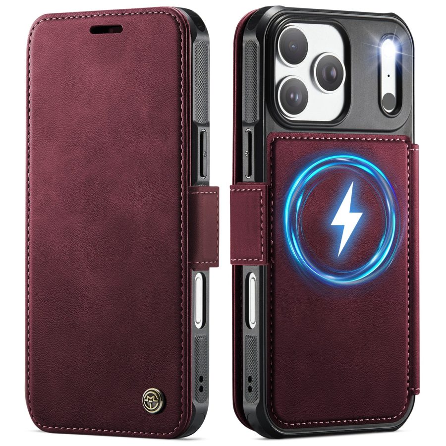 CASEME For iPhone 17 Pro Case RFID Blocking Wallet Vegan Leather Flip Cover with Magnetic Support