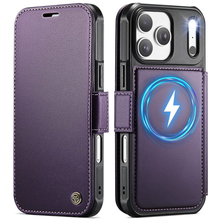 CASEME For iPhone 17 Pro Case RFID Blocking Wallet Vegan Leather Flip Cover with Magnetic Support