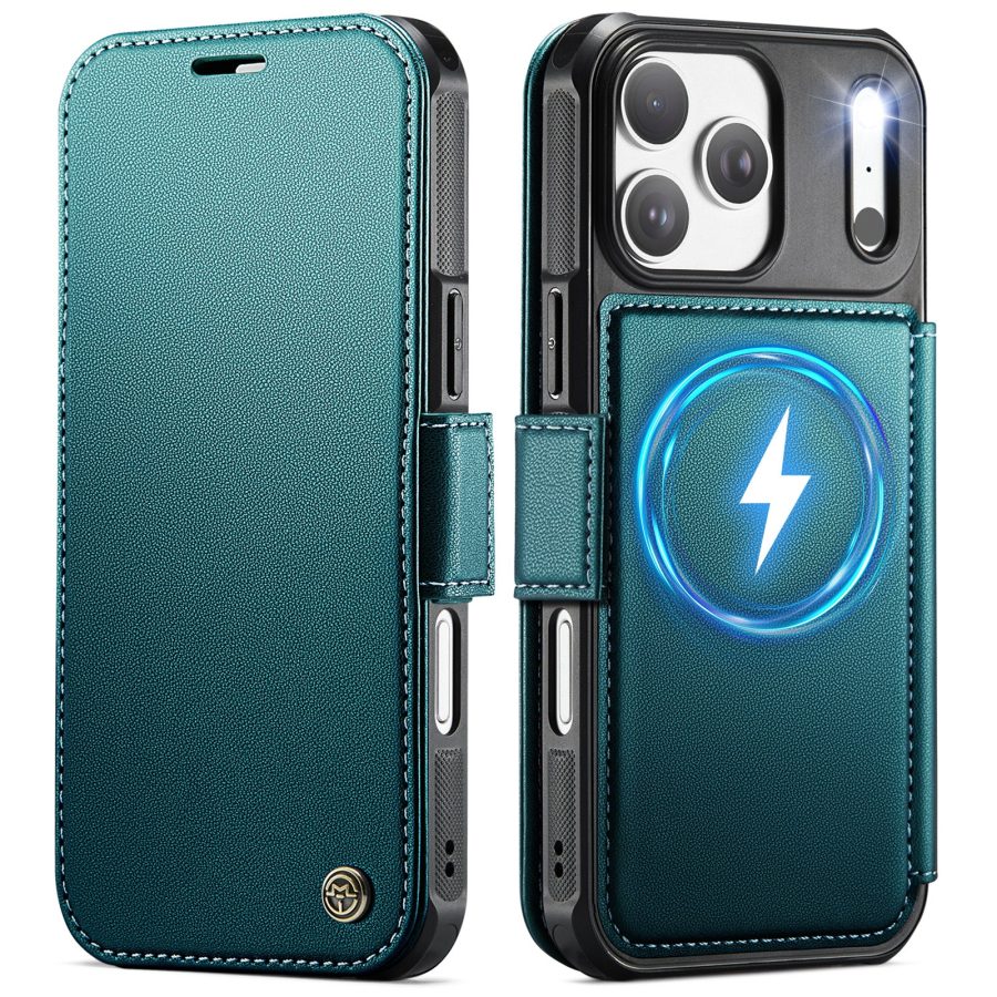 CASEME For iPhone 17 Pro Case RFID Blocking Wallet Vegan Leather Flip Cover with Magnetic Support