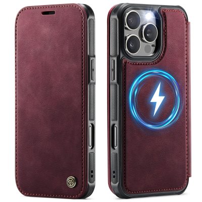 6601222851D-1 CASEME For iPhone 15 Pro Max Case RFID Blocking Wallet Vegan Leather Flip Cover with Magnetic Support