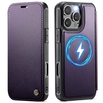 CASEME For iPhone 14 Pro Max Case RFID Blocking Wallet Vegan Leather Flip Cover with Magnetic Support