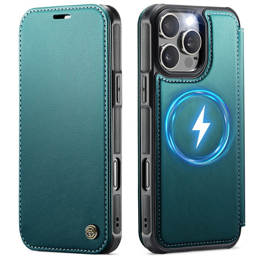 CASEME For iPhone 14 Pro Max Case RFID Blocking Wallet Vegan Leather Flip Cover with Magnetic Support