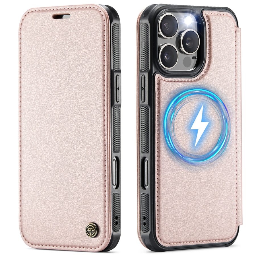 CASEME For iPhone 14 Pro Max Case RFID Blocking Wallet Vegan Leather Flip Cover with Magnetic Support