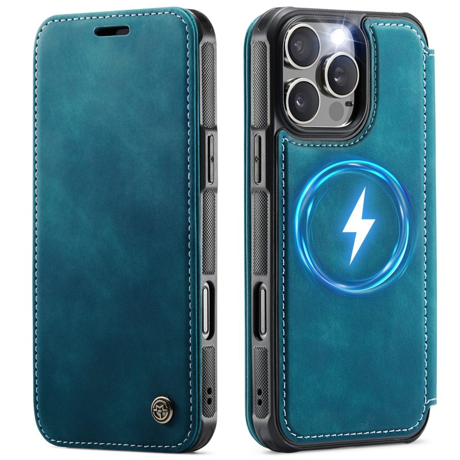 CASEME For iPhone 13 Pro Case RFID Blocking Wallet Vegan Leather Flip Cover with Magnetic Support