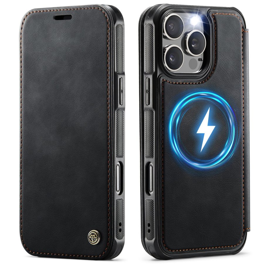 6601222856B-1 CASEME For iPhone 13 Pro Max Case RFID Blocking Wallet Vegan Leather Flip Cover with Magnetic Support