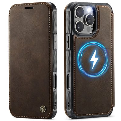 CASEME For iPhone 12 Pro Max Case RFID Blocking Wallet Vegan Leather Flip Cover with Magnetic Support