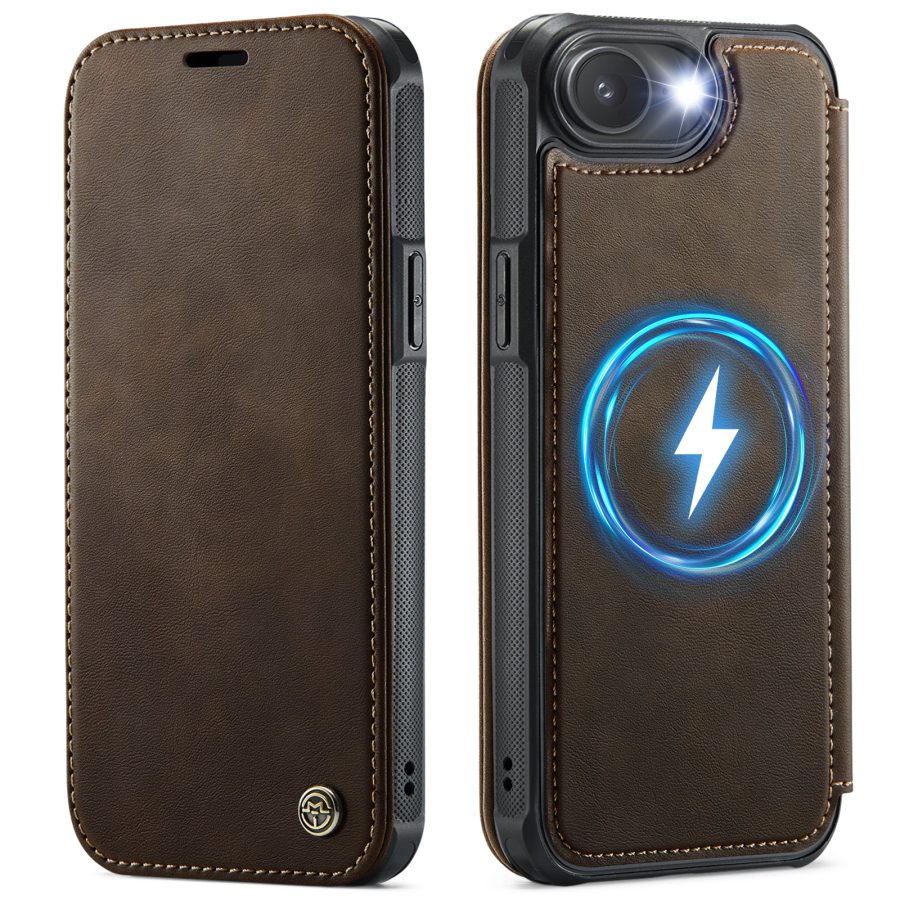 CASEME For iPhone 17e / iPhone 16e Case RFID Blocking Wallet Vegan Leather Flip Cover with Magnetic Support