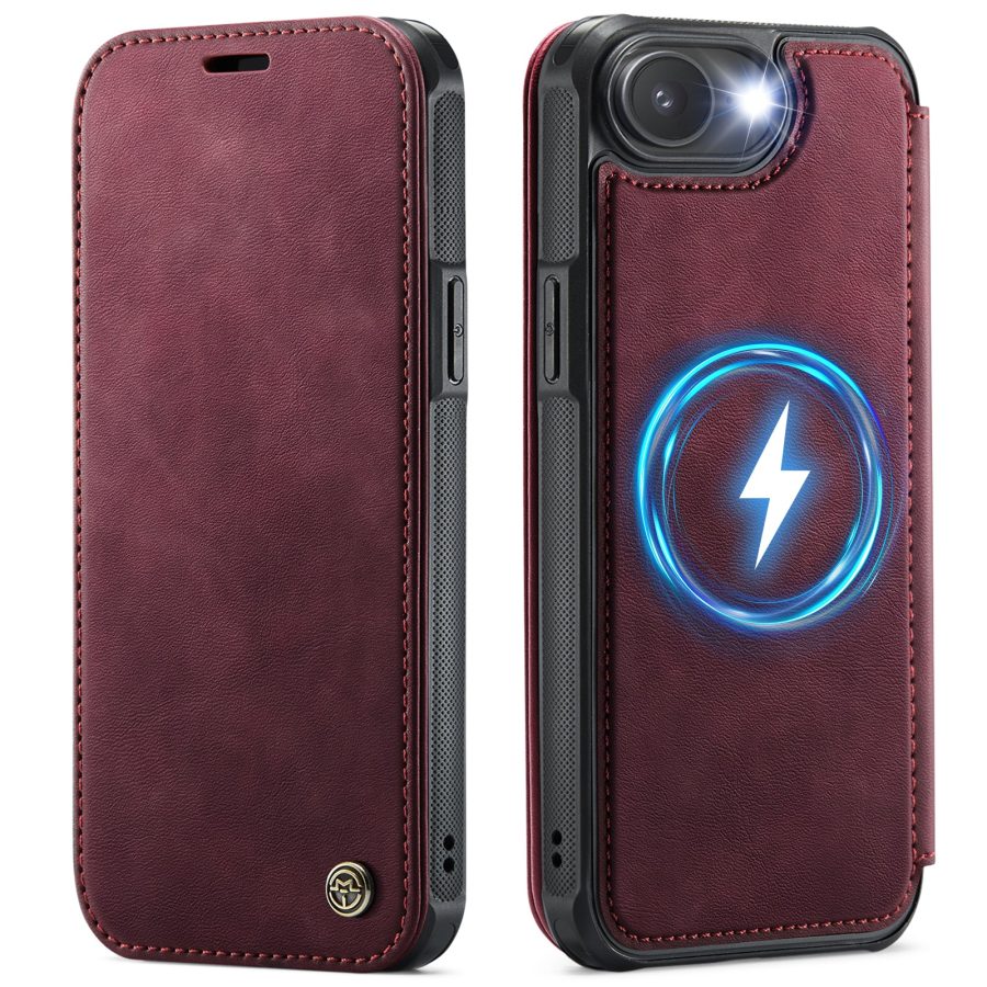 CASEME For iPhone 17e / iPhone 16e Case RFID Blocking Wallet Vegan Leather Flip Cover with Magnetic Support