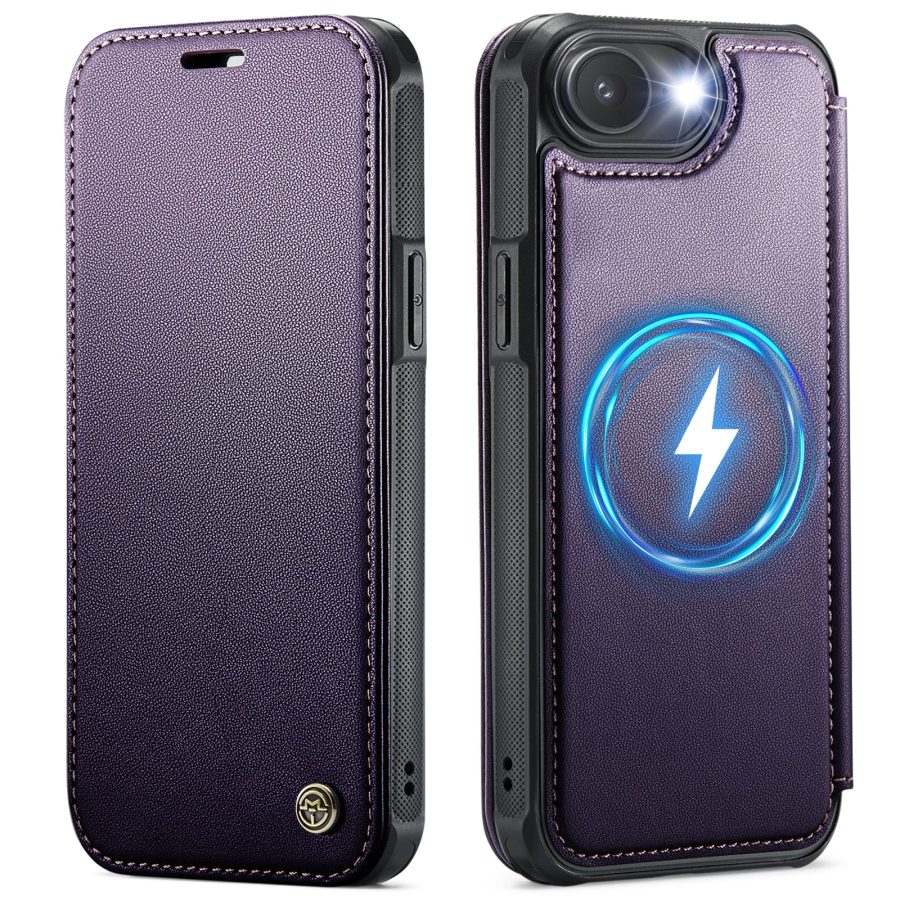 CASEME For iPhone 17e / iPhone 16e Case RFID Blocking Wallet Vegan Leather Flip Cover with Magnetic Support