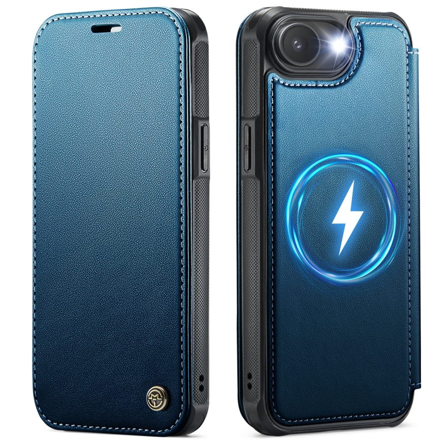 CASEME For iPhone 17e / iPhone 16e Case RFID Blocking Wallet Vegan Leather Flip Cover with Magnetic Support
