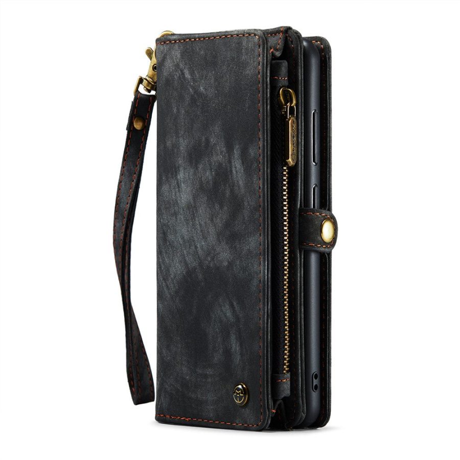 CASEME For Samsung Galaxy S23 Case 2-in-1 Detachable Magnetic Zipper Wallet Vegan Leather Flip Cover