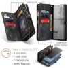 CASEME For Samsung Galaxy S23 Case 2-in-1 Detachable Magnetic Zipper Wallet Vegan Leather Flip Cover