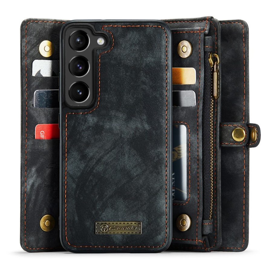 660125545A-11 CASEME For Samsung Galaxy S23+ Case 2-in-1 Detachable Magnetic Zipper Wallet Vegan Leather Flip Cover