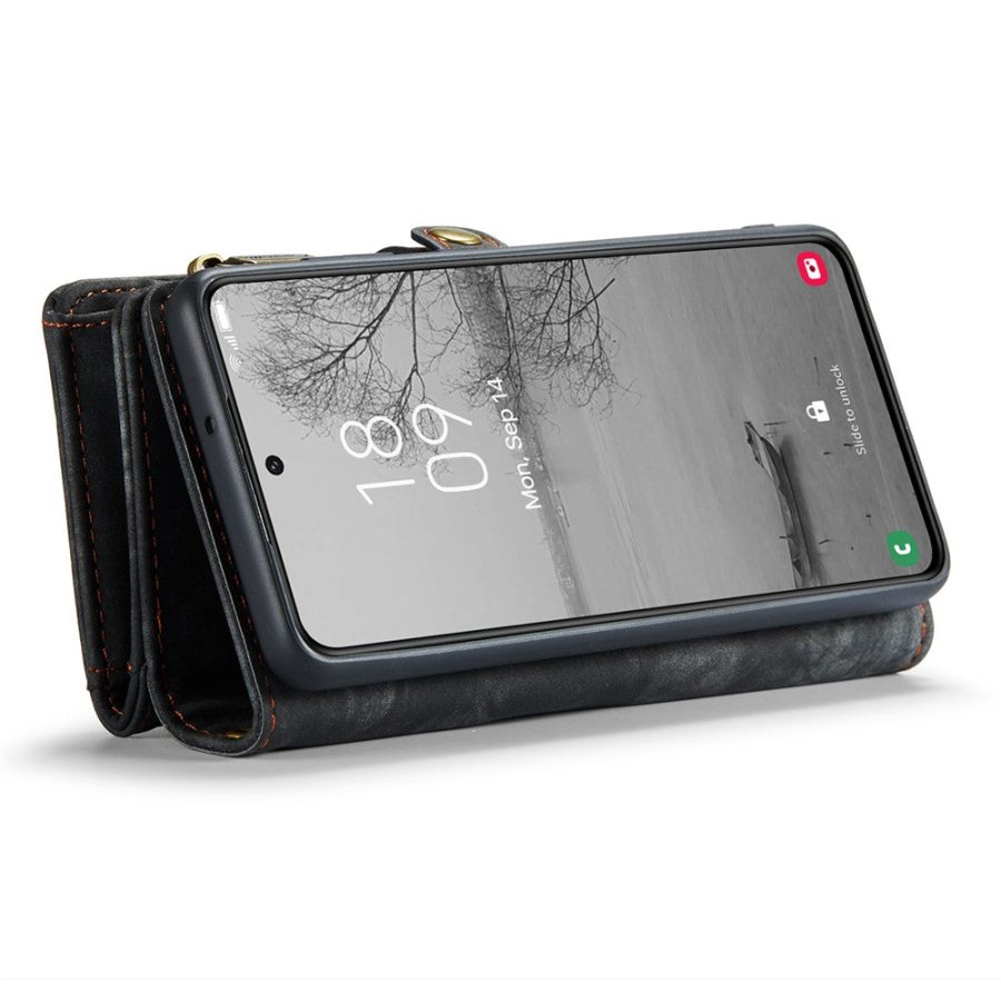 660125545A-3 CASEME For Samsung Galaxy S23+ Case 2-in-1 Detachable Magnetic Zipper Wallet Vegan Leather Flip Cover