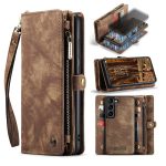 CASEME For Samsung Galaxy S23+ Case 2-in-1 Detachable Magnetic Zipper Wallet Vegan Leather Flip Cover