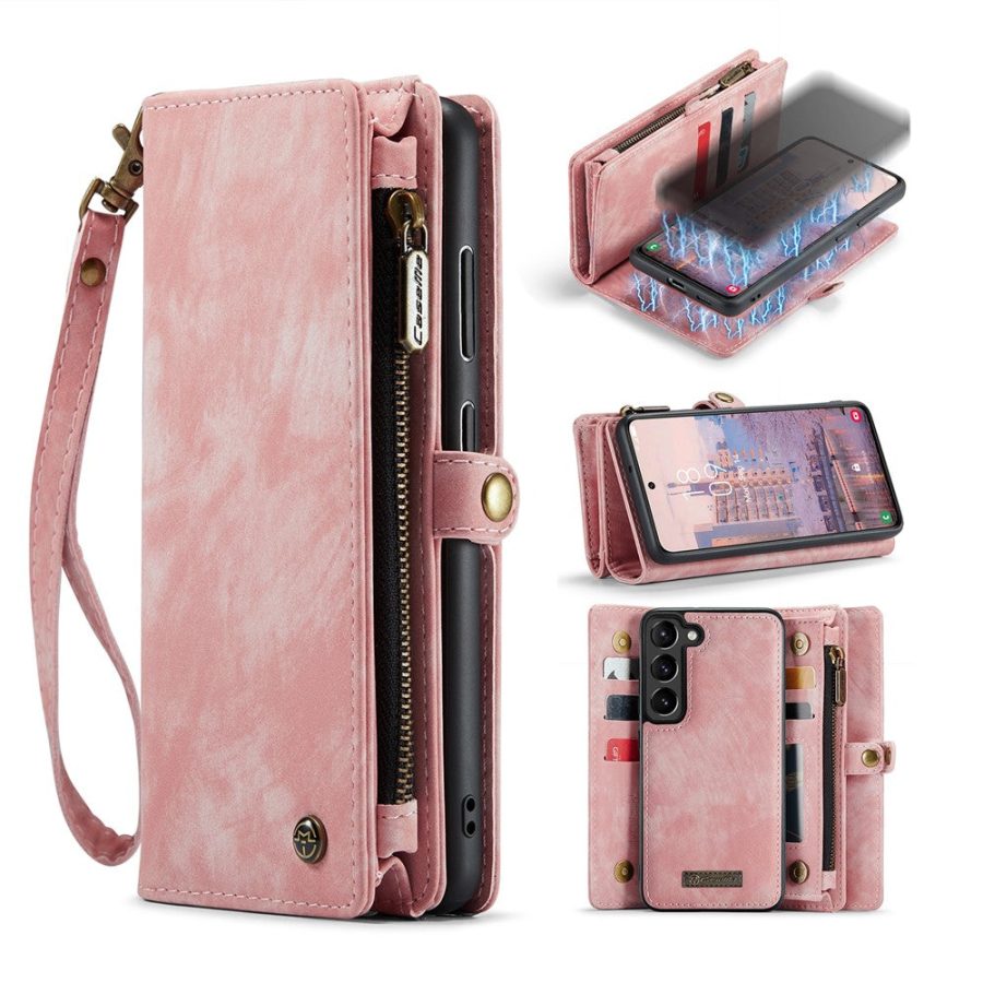 660125545C-1 CASEME For Samsung Galaxy S23+ Case 2-in-1 Detachable Magnetic Zipper Wallet Vegan Leather Flip Cover