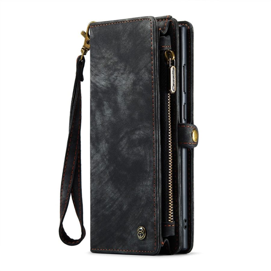 660125546A-12 CASEME For Samsung Galaxy S23 Ultra Case 2-in-1 Detachable Magnetic Zipper Wallet Vegan Leather Flip Cover