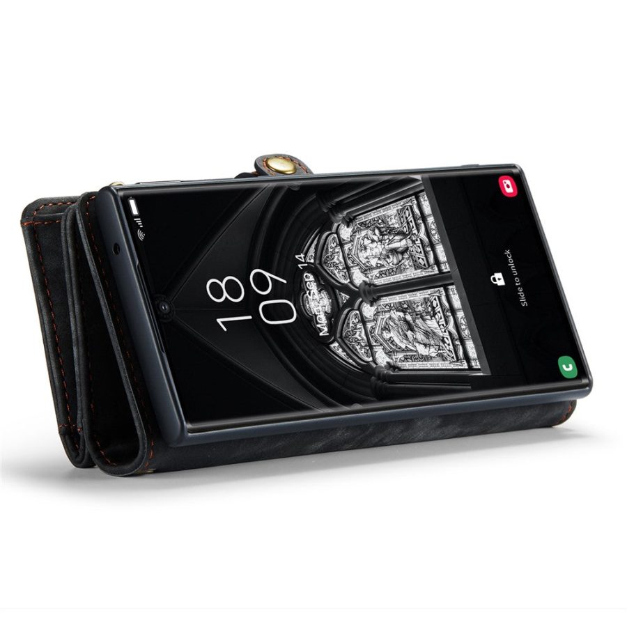 660125546A-3 CASEME For Samsung Galaxy S23 Ultra Case 2-in-1 Detachable Magnetic Zipper Wallet Vegan Leather Flip Cover