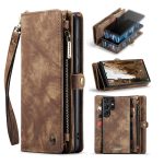 CASEME For Samsung Galaxy S23 Ultra Case 2-in-1 Detachable Magnetic Zipper Wallet Vegan Leather Flip Cover