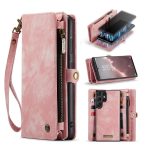 CASEME For Samsung Galaxy S23 Ultra Case 2-in-1 Detachable Magnetic Zipper Wallet Vegan Leather Flip Cover