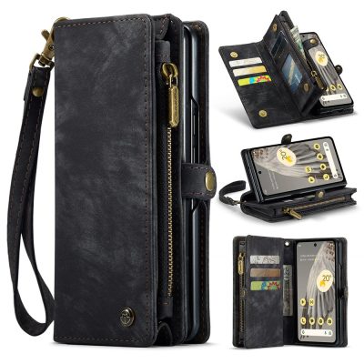 660150595A-1 CASEME For Google Pixel Fold Case 2-in-1 Detachable Magnetic Zipper Wallet Vegan Leather Flip Cover