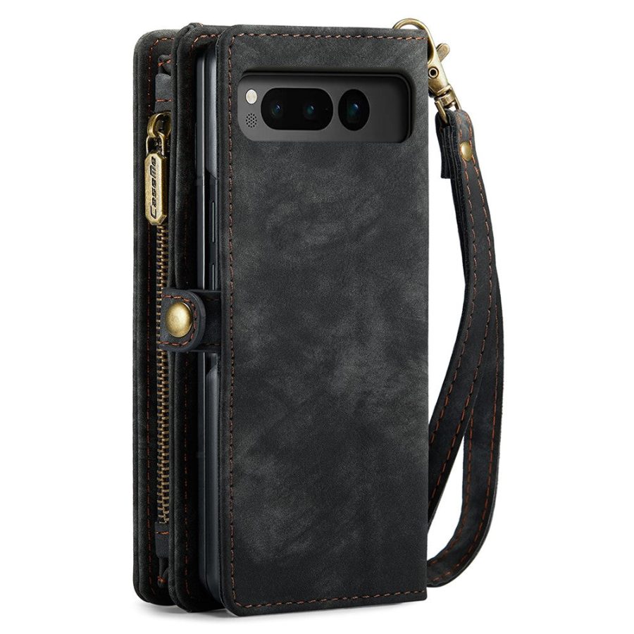 CASEME For Google Pixel Fold Case 2-in-1 Detachable Magnetic Zipper Wallet Vegan Leather Flip Cover