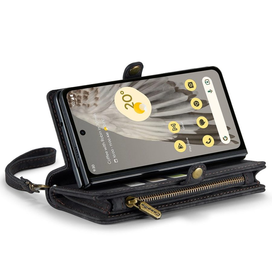 CASEME For Google Pixel Fold Case 2-in-1 Detachable Magnetic Zipper Wallet Vegan Leather Flip Cover