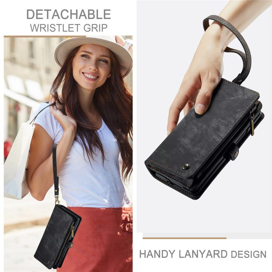 CASEME For Google Pixel Fold Case 2-in-1 Detachable Magnetic Zipper Wallet Vegan Leather Flip Cover
