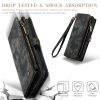 660154599A-12 CASEME For iPhone 15 Pro Max Case 2-in-1 Detachable Magnetic Zipper Wallet Vegan Leather Flip Cover