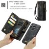 660154599A-9 CASEME For iPhone 15 Pro Max Case 2-in-1 Detachable Magnetic Zipper Wallet Vegan Leather Flip Cover