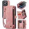 660154599E-1 CASEME For iPhone 15 Pro Max Case 2-in-1 Detachable Magnetic Zipper Wallet Vegan Leather Flip Cover