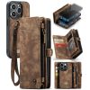 660154600B-1 CASEME For iPhone 15 Pro Case 2-in-1 Detachable Magnetic Zipper Wallet Vegan Leather Flip Cover