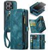 660154600C-1 CASEME For iPhone 15 Pro Case 2-in-1 Detachable Magnetic Zipper Wallet Vegan Leather Flip Cover