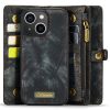 660154601A-2 CASEME For iPhone 15 Case 2-in-1 Detachable Magnetic Zipper Wallet Vegan Leather Flip Cover