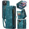660154601C-1 CASEME For iPhone 15 Case 2-in-1 Detachable Magnetic Zipper Wallet Vegan Leather Flip Cover