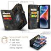 660154602A-6 CASEME For iPhone 15 Plus Case 2-in-1 Detachable Magnetic Zipper Wallet Vegan Leather Flip Cover