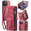 660154602D-1 CASEME For iPhone 15 Plus Case 2-in-1 Detachable Magnetic Zipper Wallet Vegan Leather Flip Cover