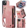660154602E-1 CASEME For iPhone 15 Plus Case 2-in-1 Detachable Magnetic Zipper Wallet Vegan Leather Flip Cover