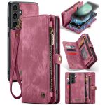 CASEME For Samsung Galaxy S23 FE Case 2-in-1 Detachable Magnetic Zipper Wallet Vegan Leather Flip Cover