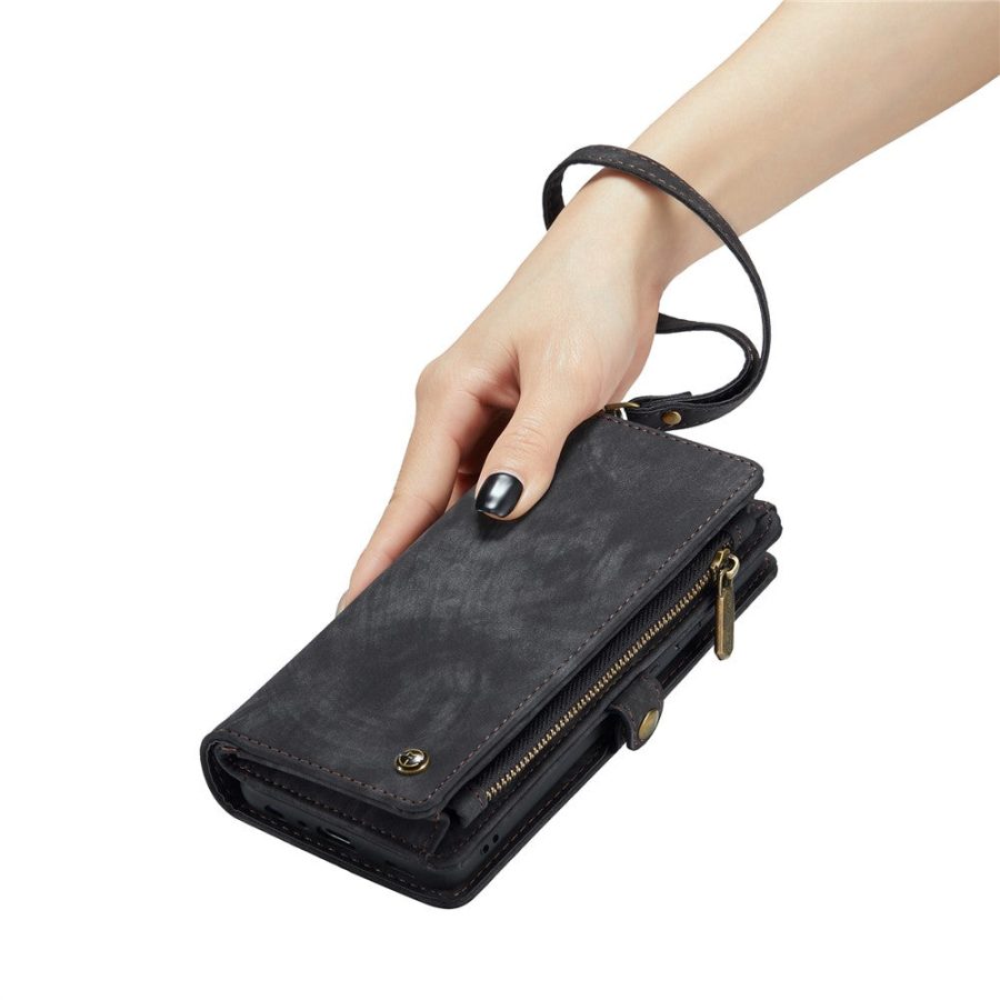 CASEME For Samsung Galaxy S23 FE Case 2-in-1 Detachable Magnetic Zipper Wallet Vegan Leather Flip Cover