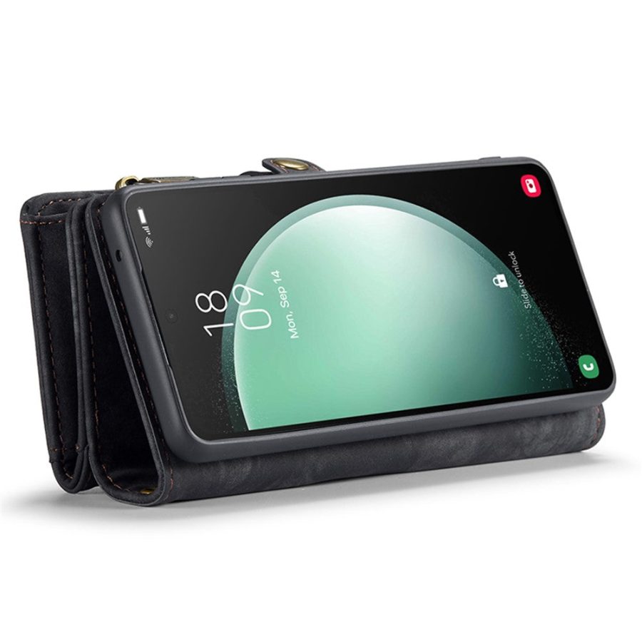 CASEME For Samsung Galaxy S23 FE Case 2-in-1 Detachable Magnetic Zipper Wallet Vegan Leather Flip Cover